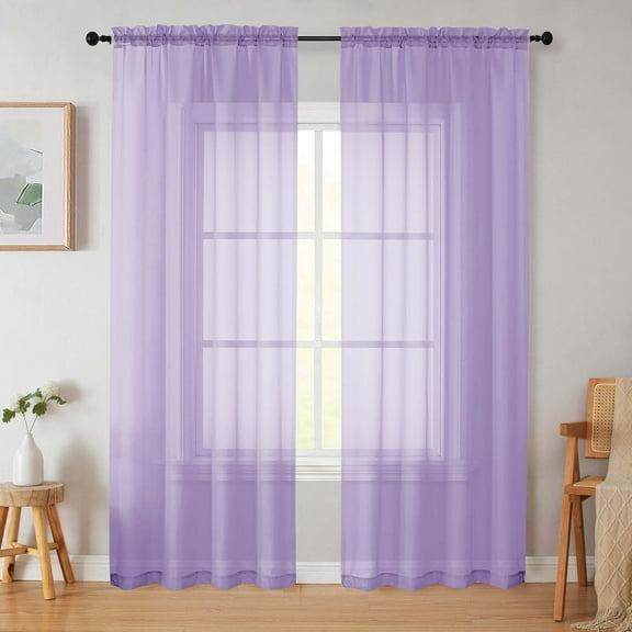 Dtwnek 2 Panels Sheer Curtains Solid Color Window Curtain Light Filtering Curtains Elegant Window Treatments for Bedroom Living Room, 54"x72"