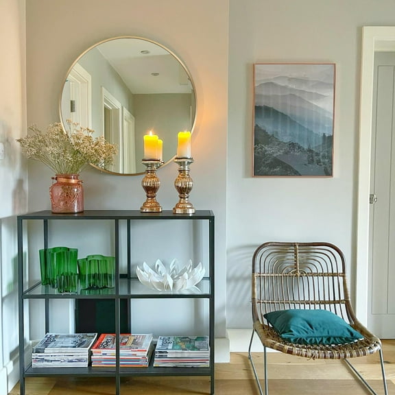 Dtwnek 24 Inch Gold Metal Frame Vanity Mirror Makeup Mirror Round Wall Mirror for Bathroom, Living Room