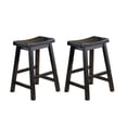 thumbnail image 1 of Dtwnek 24" Solid Wood Counter Height Stools 2pc Set Saddle Seat, Black, 1 of 5
