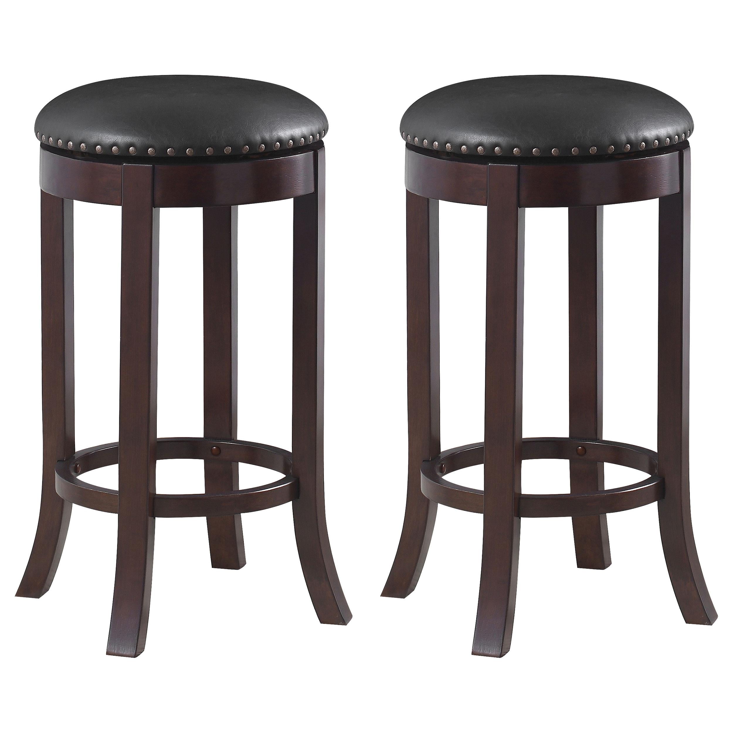 Flared Leg 29" Swivel Bar Stool in Dark Brown Faux Leather