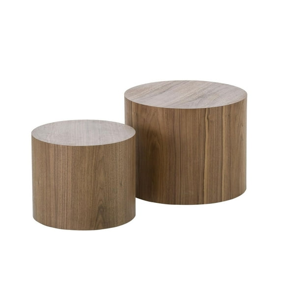 Dtwnek 2PCS MDF Side Table Coffee Table End Table Ottoman for Home Living Room Office, Brown