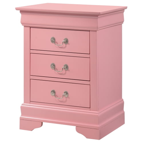 Dtwnek 3 Drawer Beside Table Nightstand for Living Room, Pink