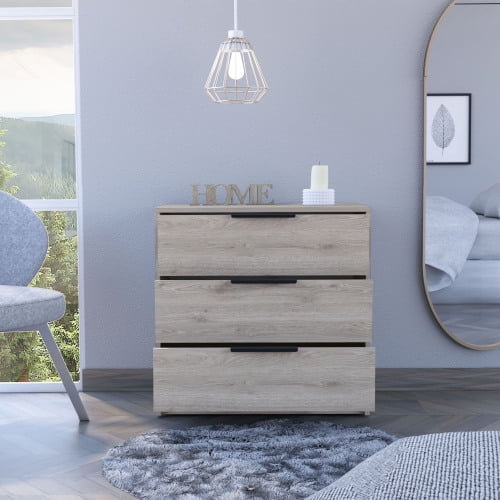 Dtwnek 3 Drawer Dresser for Living Room, Bedroom, Light Gray