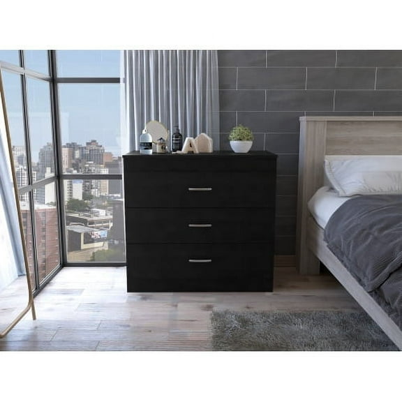 Dtwnek 3 Drawer Dresser with Metal Handle, Perfect for Bedroom, Living Room, Black
