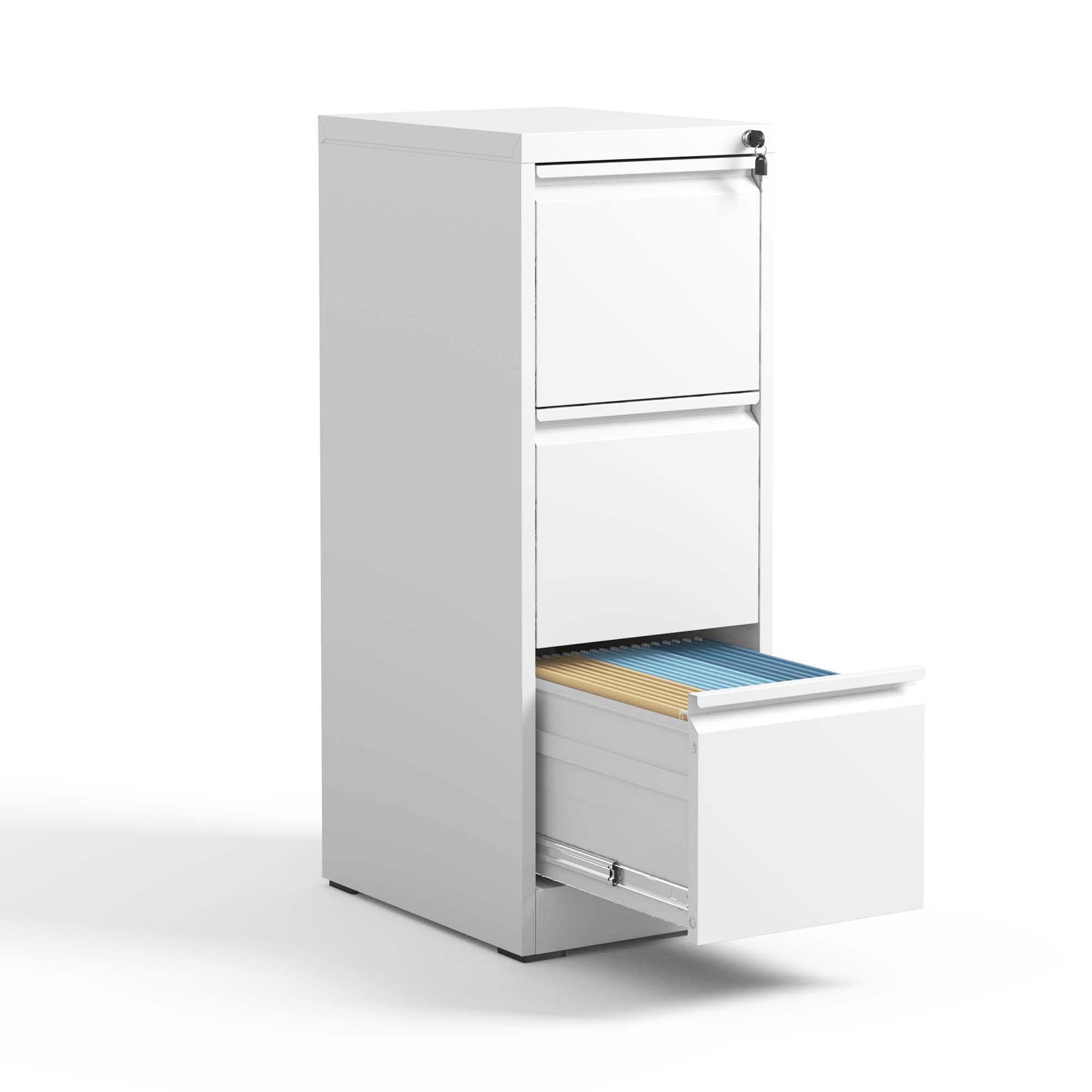 Dtwnek 3 Drawer Metal Vertical File Cabinet with Lock, Office Home Steel Vertical File Cabinet for A4 Letter Size, White