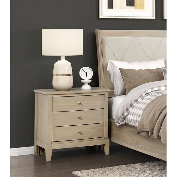 Dtwnek 3 Drawer Nightstand Bedside Table for Living Room, Bedroom, Beige