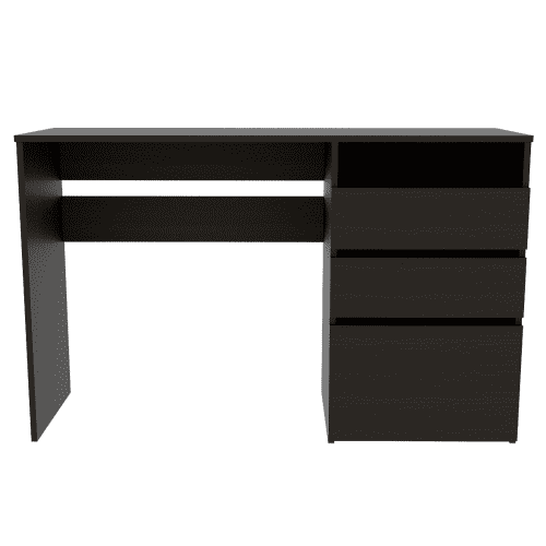 Dtwnek 3 Drawers Wood Computer Desk with 1 Shelf, Black