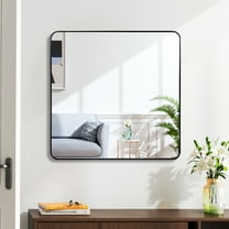 Dtwnek 30 in x 30 in Black Metal Frame Square Wall Mirror for Bathroom, Living Room