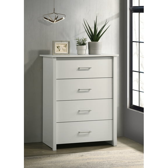 Dtwnek 32"W 4 Drawer Dresser with Handles, White