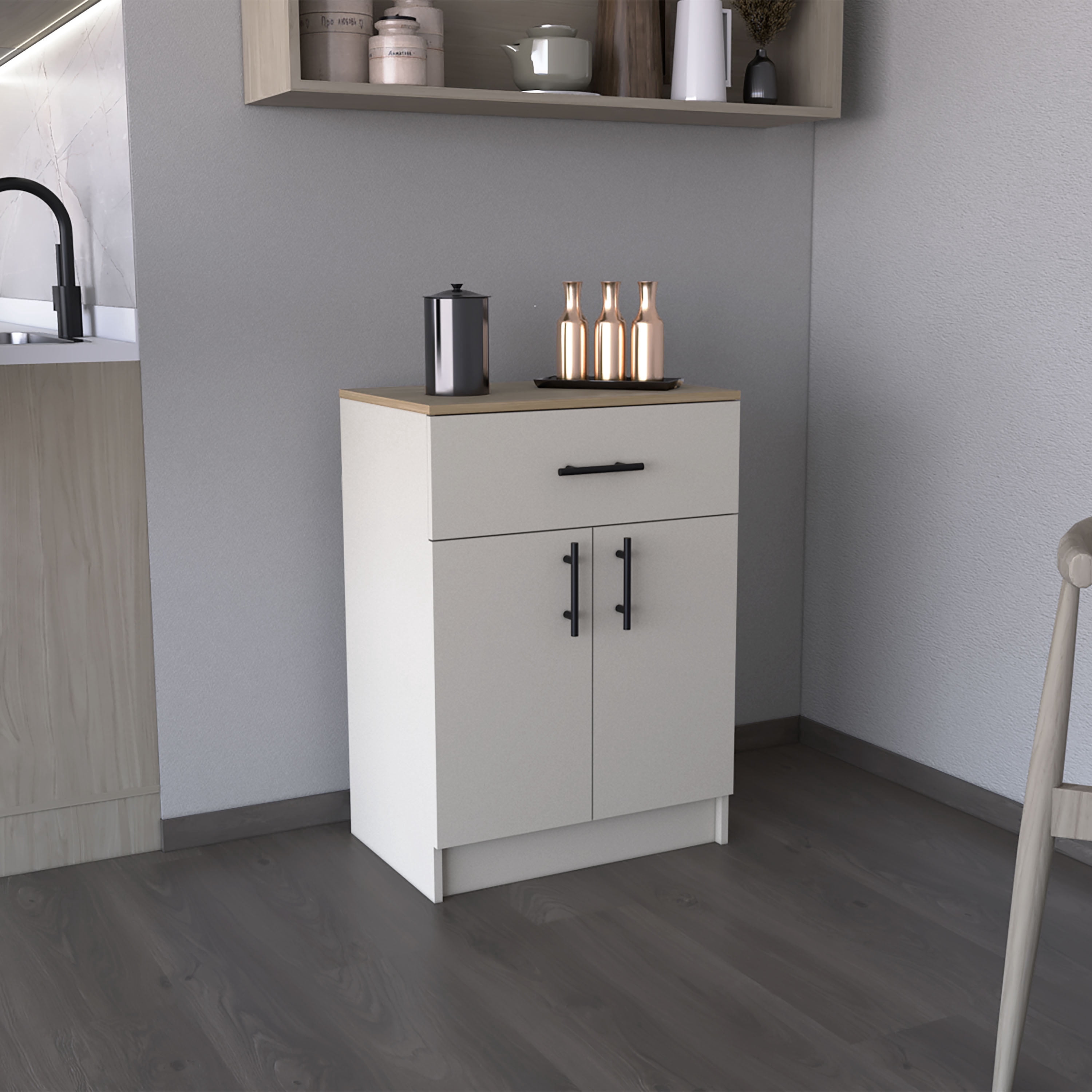Dtwnek 33" H Pantry Cabinet with 1 Drawer and 2 Interior Shelves and 2 ...