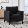 thumbnail image 1 of Dtwnek 35.4" Wide Modern Boucle Accent Chair with Black Wood Legs, Reading Armchair with 2 Bolster Pillows, Perfect for Living Room, Offices, Lounge, Black, 1 of 9