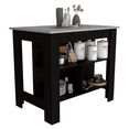 thumbnail image 1 of Dtwnek 35" Height Kitchen Island with 3 Open Shelves, Perfect for Kitchen, Dining Room, Black, 1 of 4