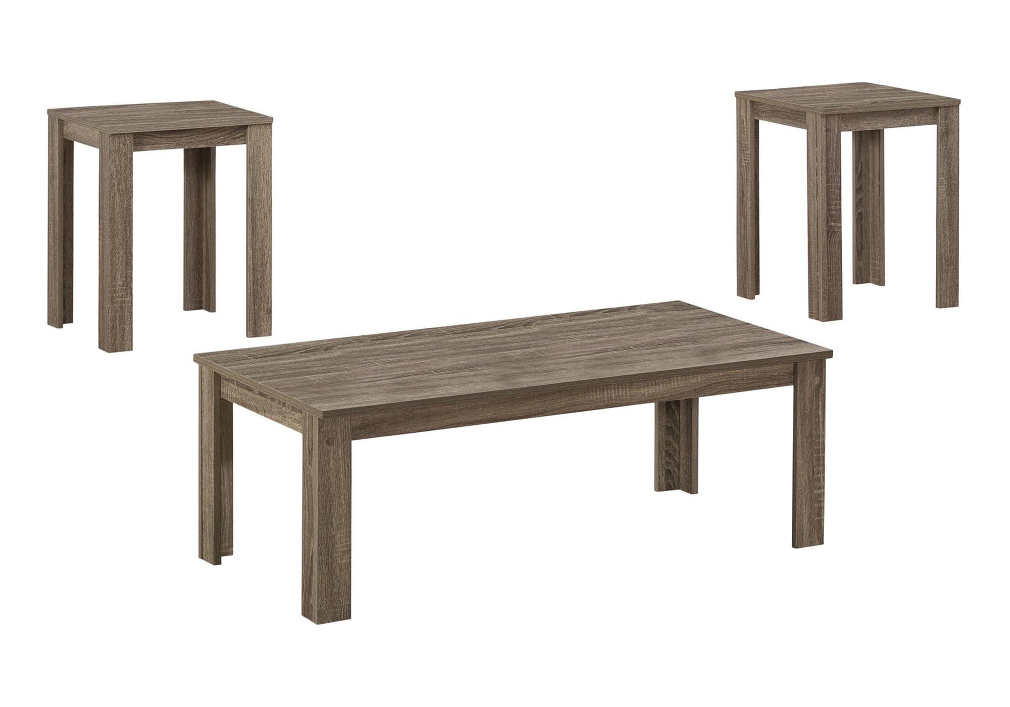 Brown Particle Board 3-Piece Coffee and End Table Set