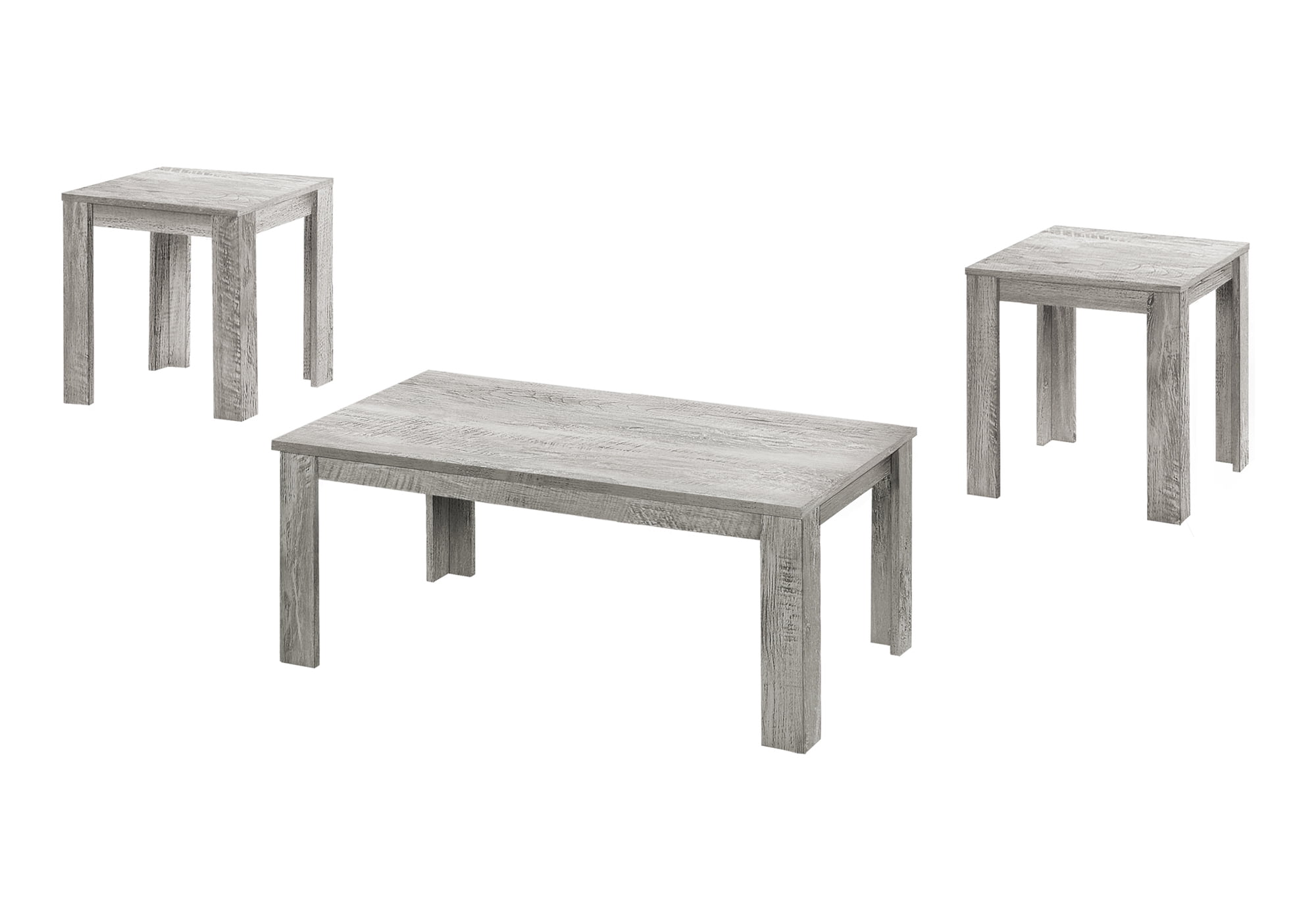 Gray Laminate Transitional 3-Piece Coffee and End Table Set
