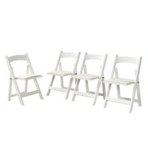 Dtwnek 4 Pack Upholstered Seat Folding Chair Side Chair for Living Room, Dining Room, Office, White