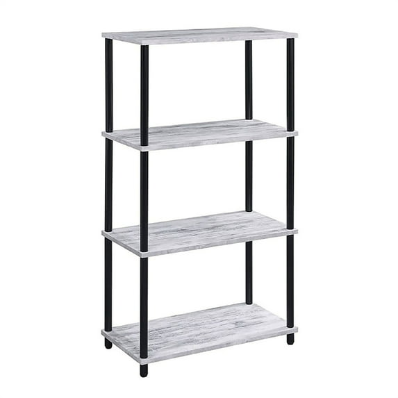 Dtwnek 4 Shelf Bookshelf Bookcase for Living Room, Office, Black+White