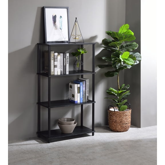 Dtwnek 4 Tiers Bookshelf Bookcase for Living Room, Office, Black
