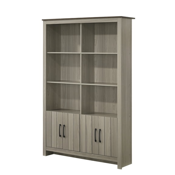 Dtwnek 47"W Wood Bookcase with 2 Cabinet and Open Shelf