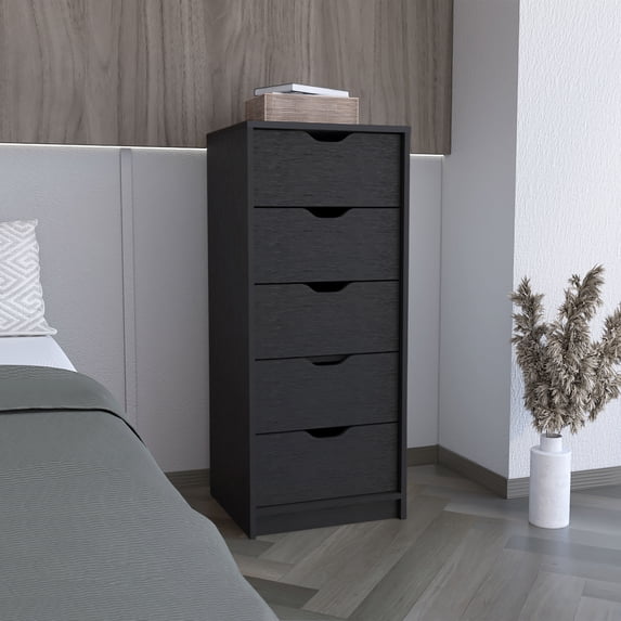Dtwnek 5 Drawers Dresser, Black