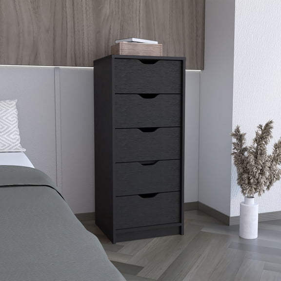 Dtwnek 5 Drawers Dresser, Black