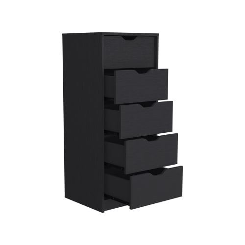 Dtwnek 5 Drawers Dresser for Bedroom, Living Room, Black