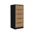 thumbnail image 1 of Dtwnek 5 Drawers Dresser with Metal Handle, Black + Brown, 1 of 8