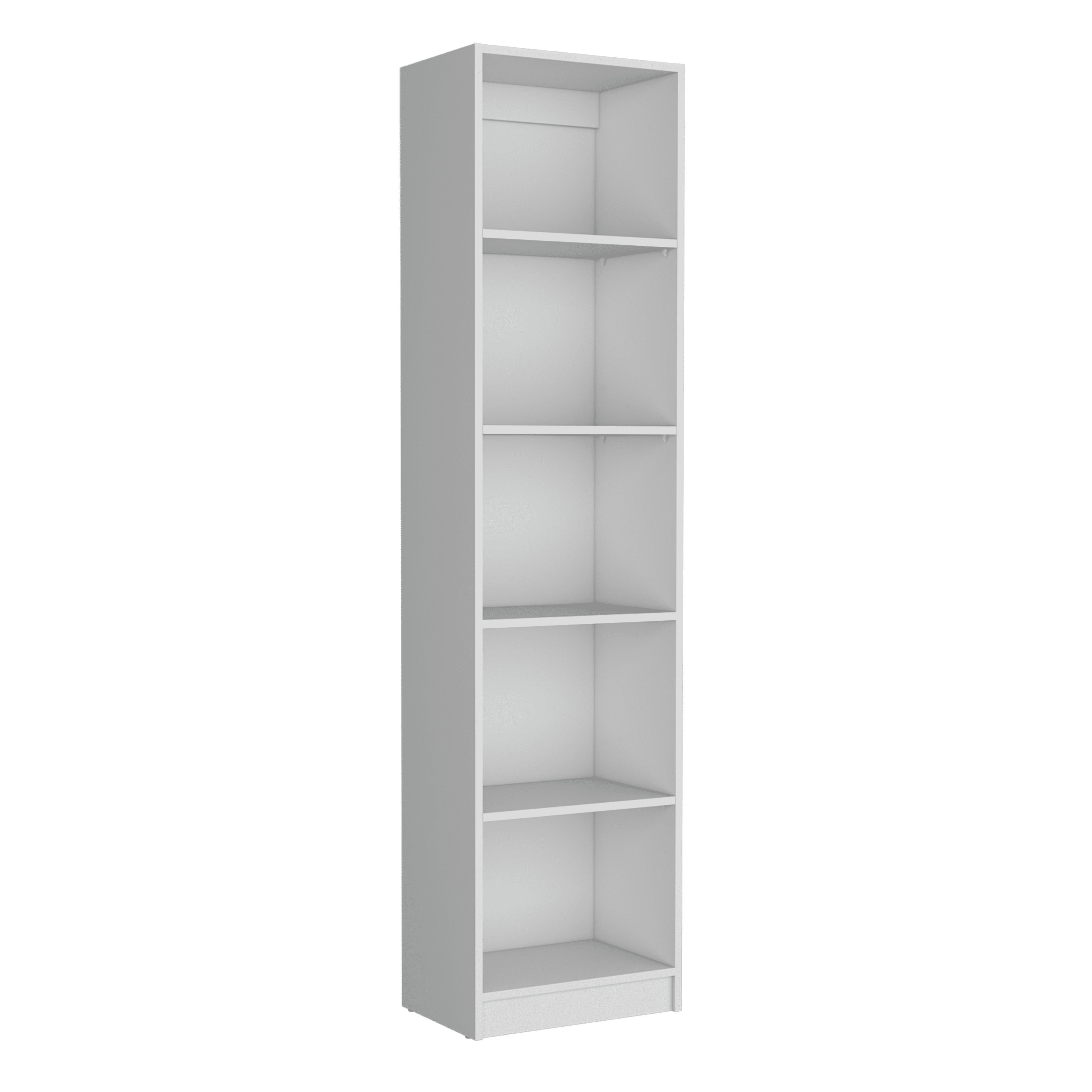 White Adjustable 5-Shelf Wooden Bookcase