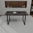 thumbnail image 1 of Dtwnek 59" Rectangular Dining Table with Metal Base, 1.5" Thick wood Tabletop Dining Table for Home, Kitchen, Dining Room, Black, 1 of 11