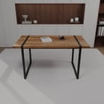 thumbnail image 1 of Dtwnek 59" Rectangular Dining Table with Metal Base, 1.5" Thick wood Tabletop Dining Table for Home, Kitchen, Dining Room, Dark Brown, 1 of 11