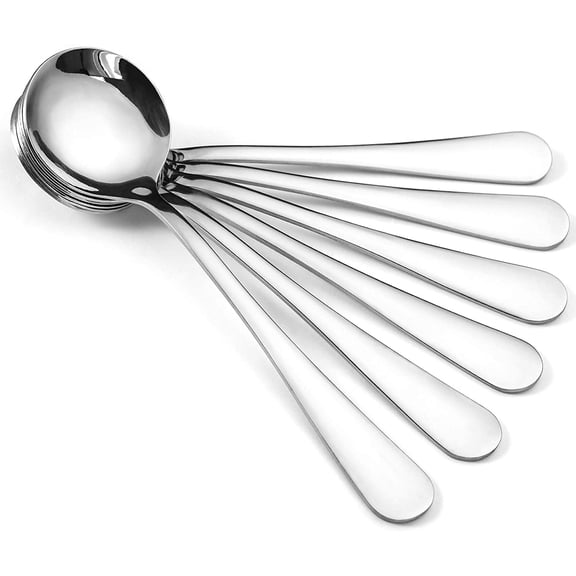 Dtwnek 6 Pack Stainless Steel Spoons Round Dinner Spoons Tablespoons Set for Dessert Kitchen Cooking, 4.4"