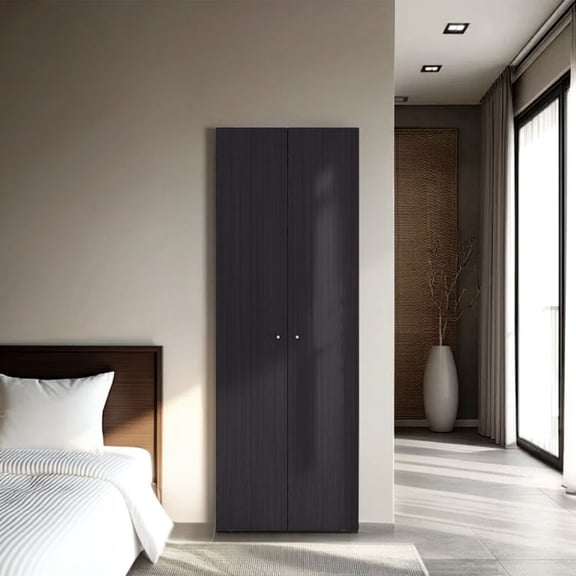 Dtwnek 66.9" H Armoire with 2 Doors and 4 Shelves, Storage Cabinet for Living Room, Bedroom, Black