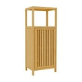 thumbnail image 1 of Dtwnek Bamboo Bathroom Cabinet with 1 Open Shelf and 2 Inner Shelves, 1 Door Storage Cabinet for Living Room, Kitchen, Bathroom, Brown, 1 of 2