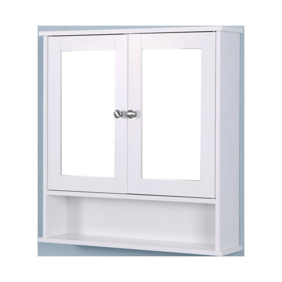 Dtwnek Bathroom Wall Cabinet with 2 Mirror Doors and Shelf