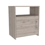 Dtwnek Beside Table with Single Door Cabinet and Opne Shelf, Wood Nightstand for Home, Bedroom