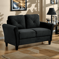 Dtwnek Couch Sofa with Wood Legs, 2 Seater Loveseat Sofa for Living Room, Bedroom, Office, Black