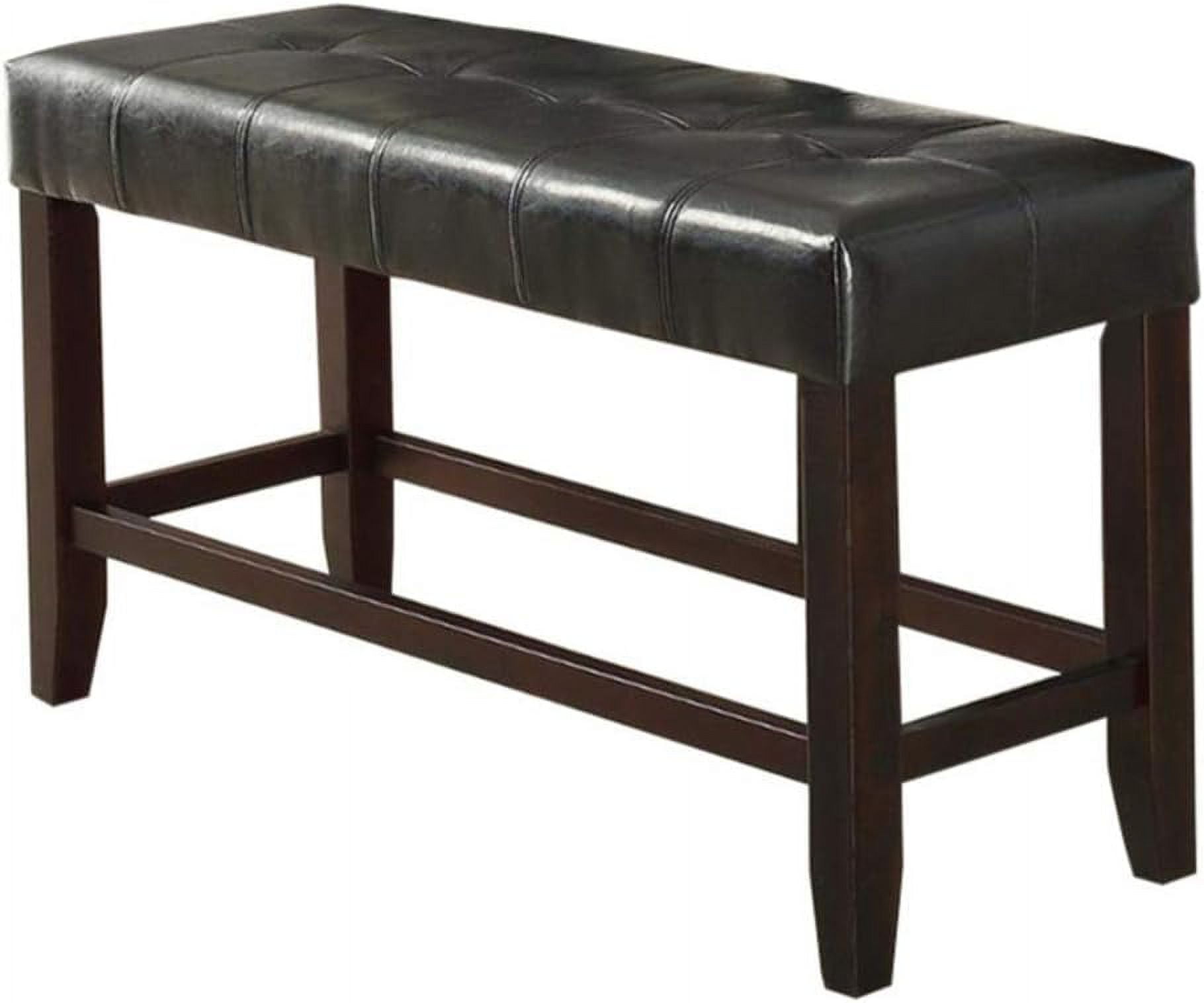Elegant Faux Leather 49'' Black and Brown Upholstered Bench