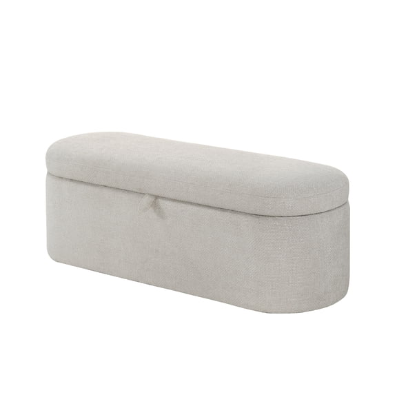 Dtwnek Cushioned Seat Storage Bench with Wooden Frame, Fabric Upholstered Storage Ottoman for Bedroom, Entryway, Living Room