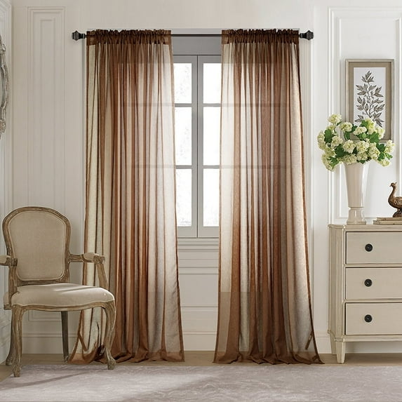Dtwnek Elegant Sheer Curtains Drapes Rod Pocket Small Windows Curtain Light Filtering Curtain for Living Room, Bedroom, Bathroom, 42" x 63"