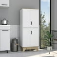 thumbnail image 1 of Dtwnek Kitchen Pantry with Double Door, 4 Legs, 4 Shelves, Light Brown + White, 1 of 9