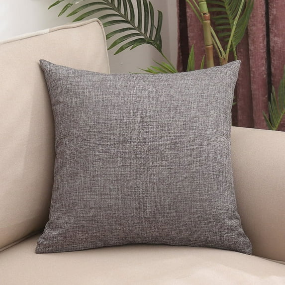 Dtwnek 18x18 Inch Linen Throw Pillow Cover, 1 Pc Decorative Square Pillowcases Cushion Covers, Gray