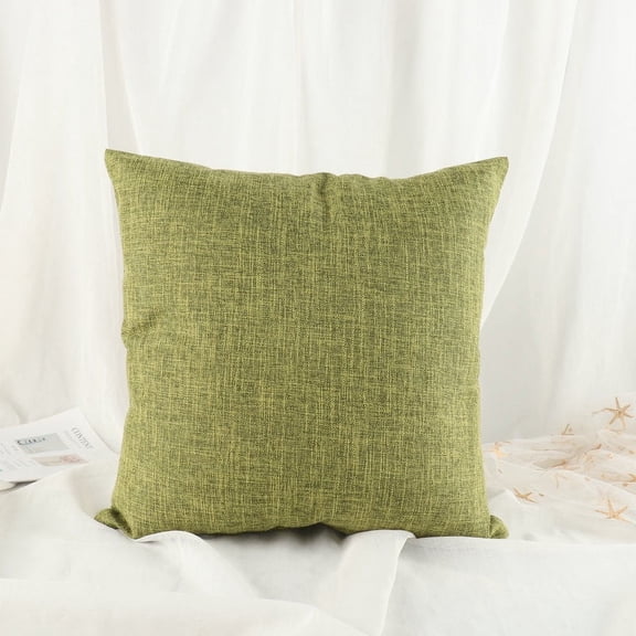 Dtwnek Linen Throw Decorative Pillow Covers Square Solid Cushion Cover Pillow Case with Zipper, 16x16 inch
