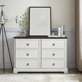 thumbnail image 1 of Dtwnek Modern 6 Drawer Dresser with Handle, Chest of Drawers Wooden Storage Cabinet for Bedroom, Living Room, Office, White, 1 of 11