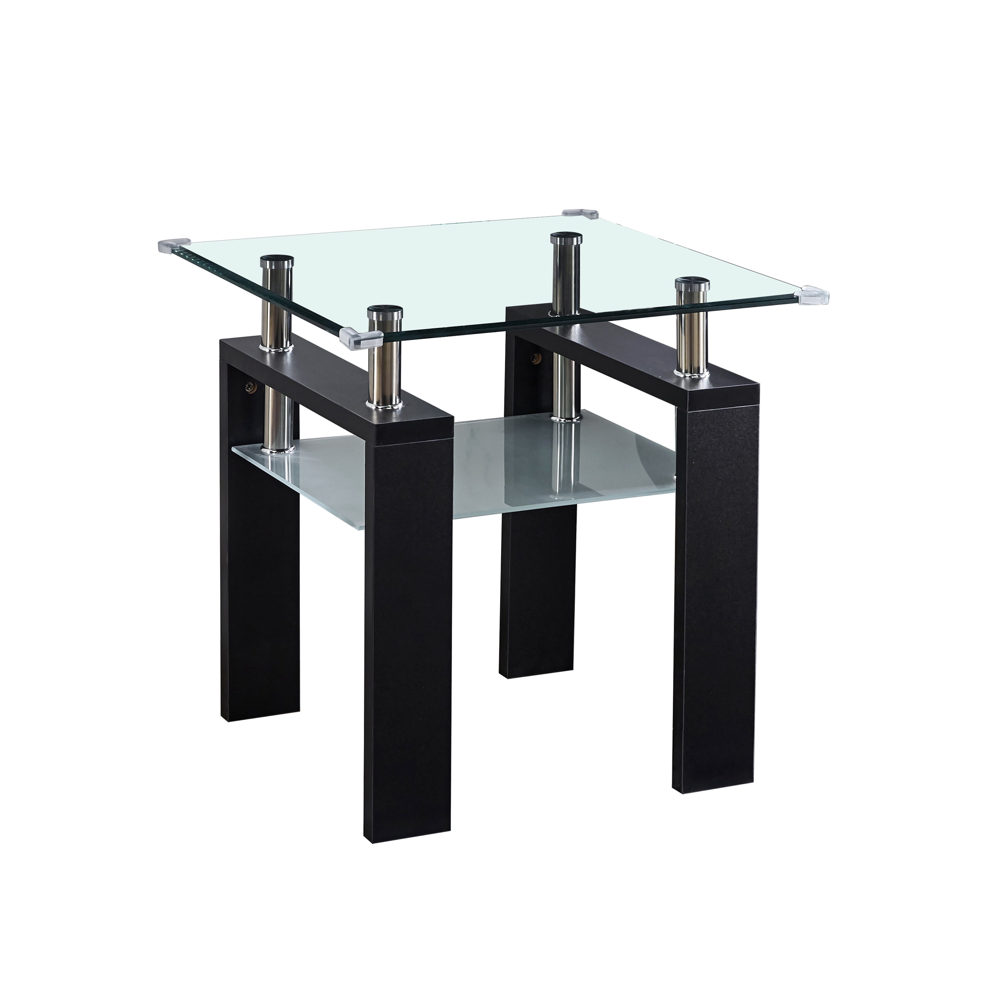 Dtwnek Modern Design Tempered Glass Top Side Table for Home, Office