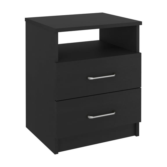 Dtwnek Nightstand with 2 Drawers, Black
