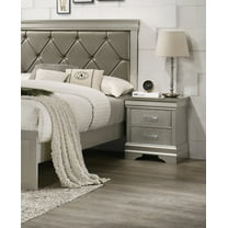 Dtwnek Nightstand with Handle, 2 Drawers Beside Table for Living Room, Bedroom, Beige