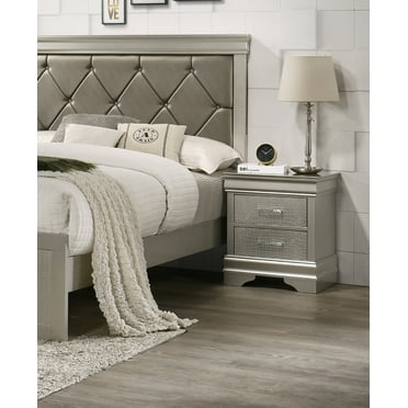 Dtwnek Nightstand with Handle, 2 Drawers Beside Table for Living Room, Bedroom, Beige