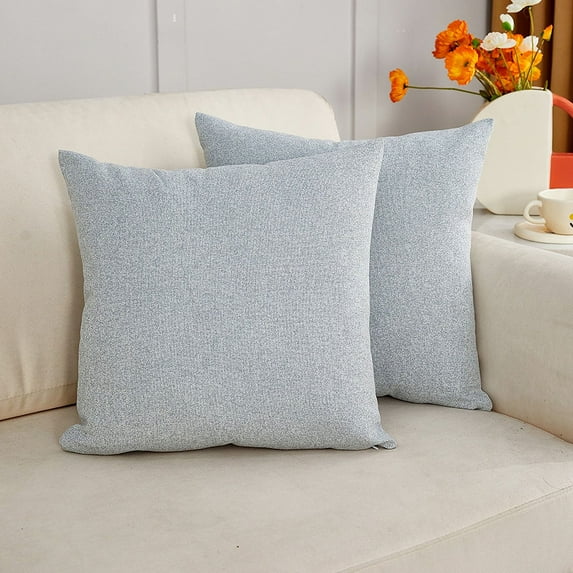 Dtwnek Pack of 2 Linen Throw Pillow Covers, Decorative Cushion Covers Solid Color Pillow Covers for Couch, Sofa, Chair, 24 x 24 inch