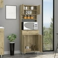 thumbnail image 1 of Dtwnek Pantry Cabinet with 2 Double Door and Open Shelf, Brown, 1 of 9