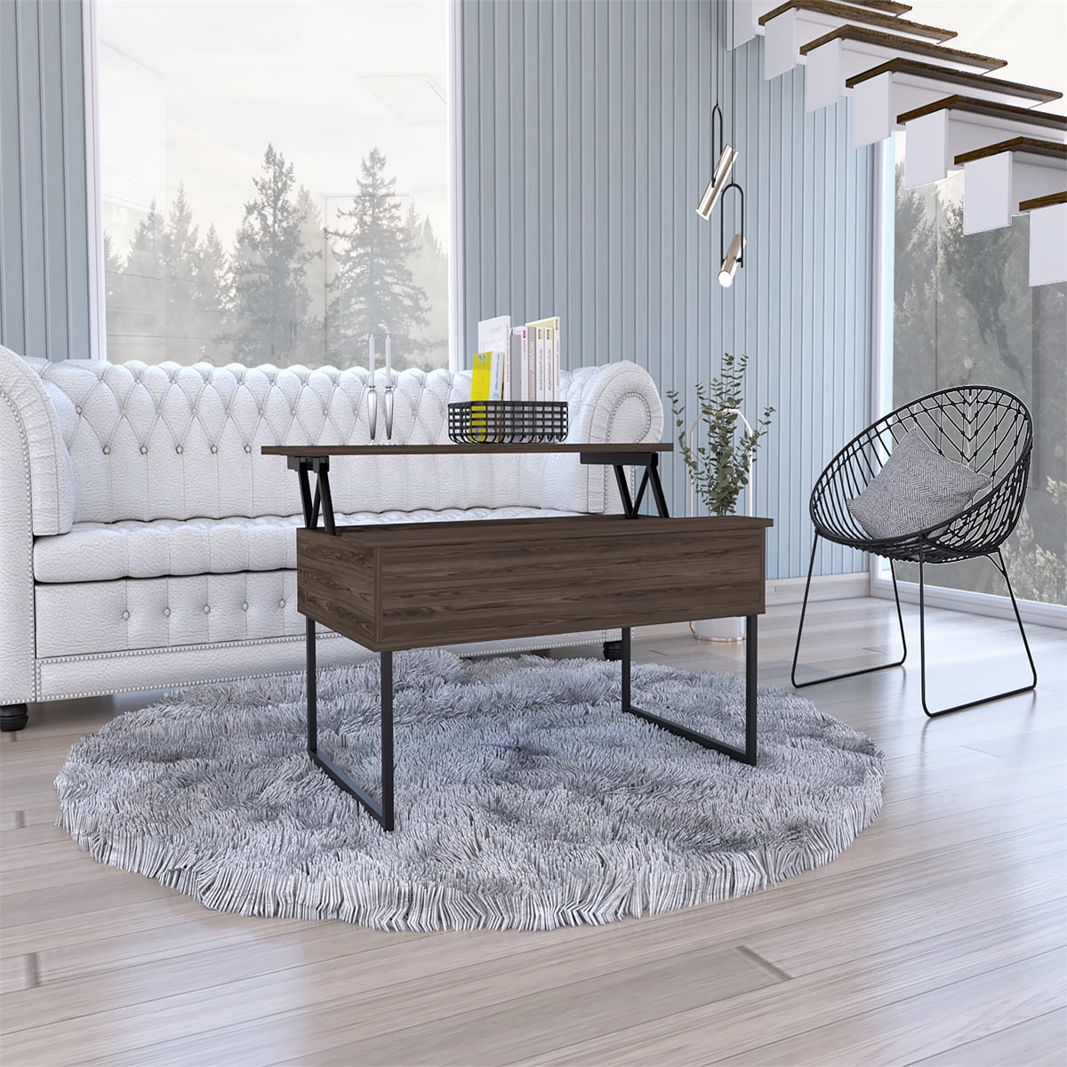 Dtwnek Rectangle Lift Top Side Table Coffee Table for Home Living Room