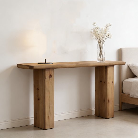 Dtwnek Rectangle Wood End Table Console Table Sofa Table for Dining Room, Living Room, Brown